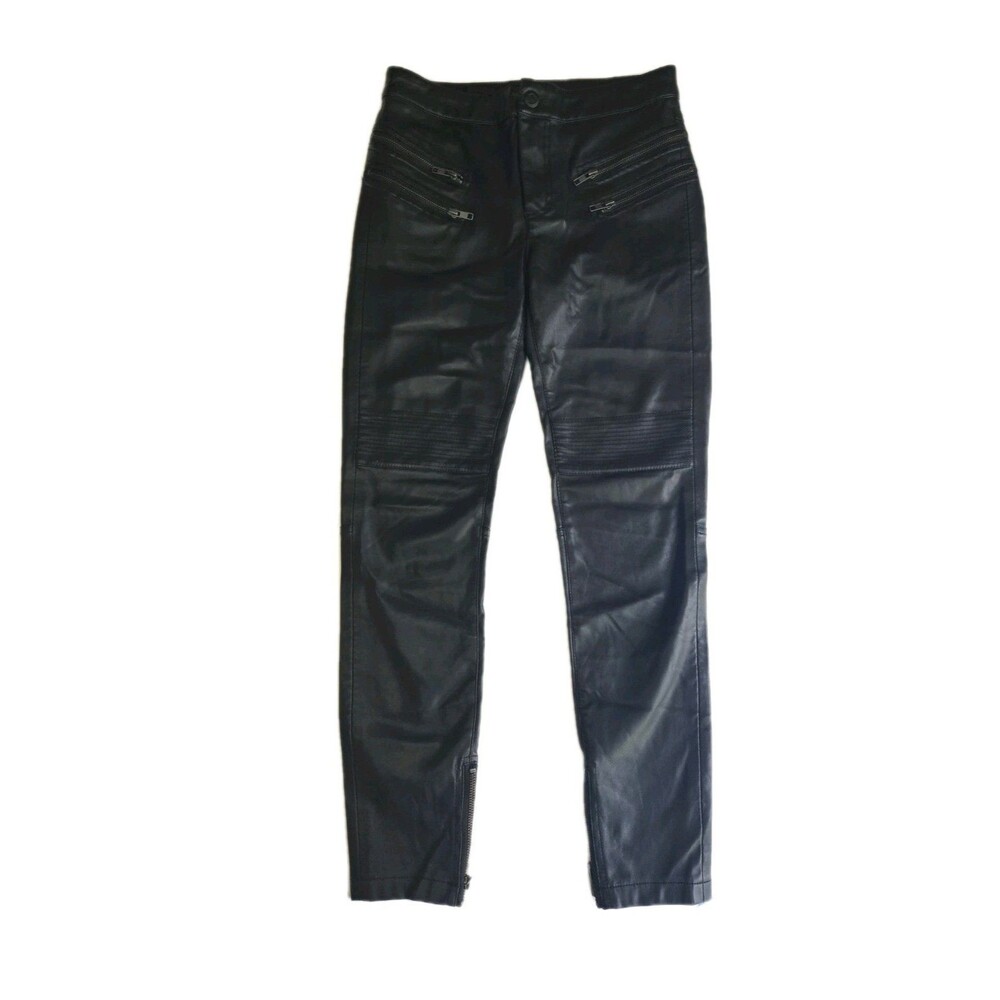 Free People We The Free Faux Leather Pants Size 2 – Black Biker Moto Skinny